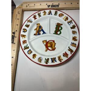 Tiffany & Co. Alphabet Bears Plate 1994 Vintage Kids Porcelain Divider Dish